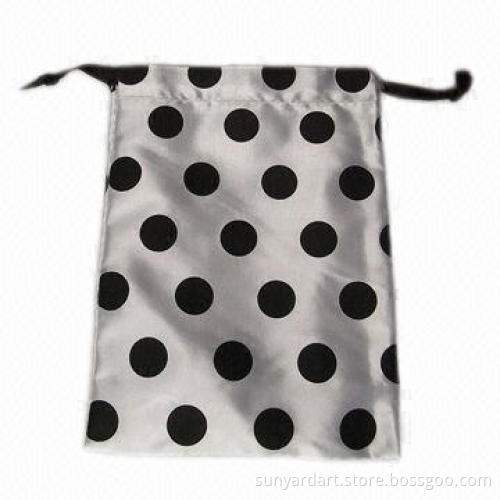 Polka Dots Satin Drawstring Bag